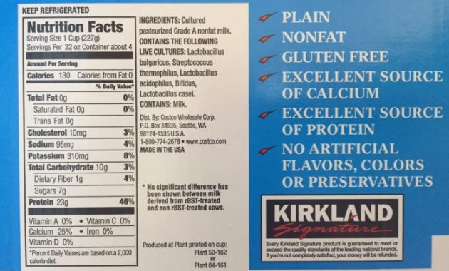 Kirkland nonfat greek yogurt nutrition facts