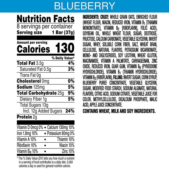 Nutri-grain bars blueberry nutrition facts