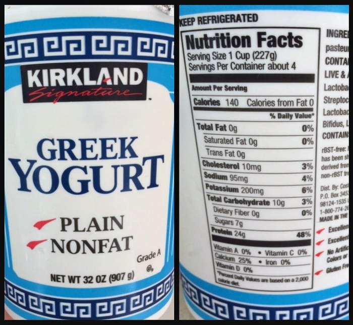 Kirkland nonfat greek yogurt nutrition facts