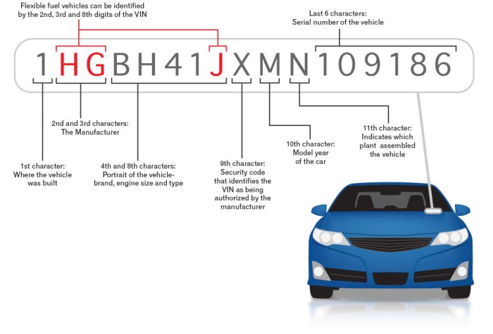 Vehicle number identification vin